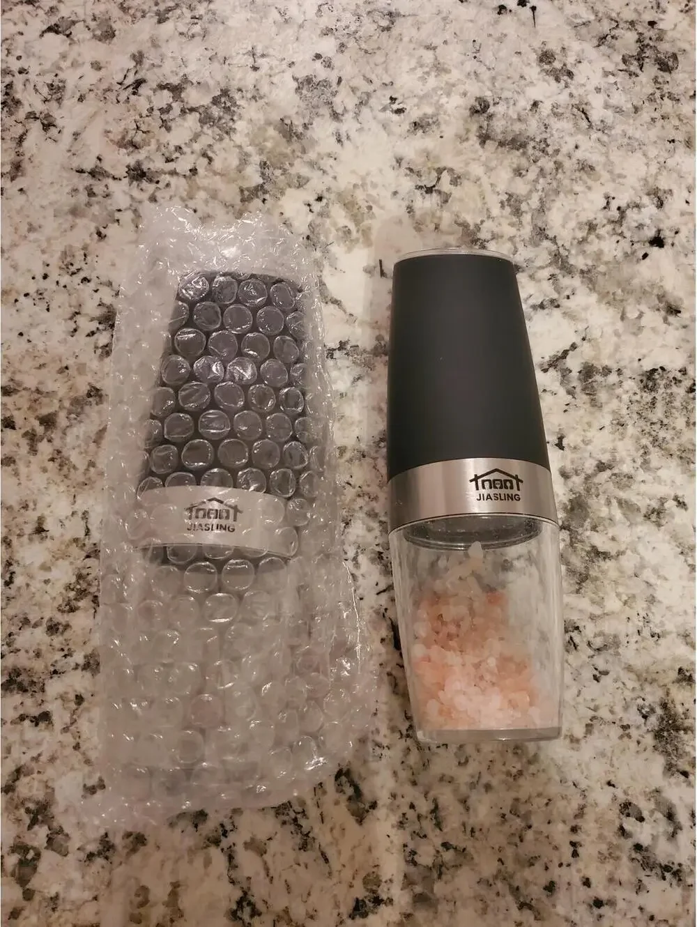 Jiasling Gravity Electric Salt and Pepper Mill Set - Black/Silver